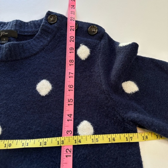 J. Crew Polka Dot Crewneck Sweater Supersoft Yarn Navy Women’s Size Small - Picture 10 of 12